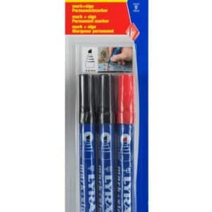 Merkstift perm. Fijn zw+rood 3 stuks