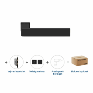 Sluitwerkpakket Slimseries Quadrate Toiletslot Zwart