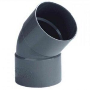 Pvc lijm bocht 45º, 2x lijmmof, 40mm riool lijm